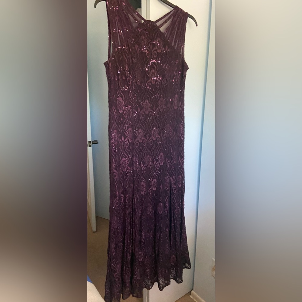 Purple sequin evening dress, floor length